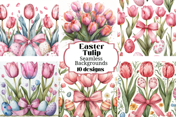 10 WC Easter Tulip Seamless Backgrounds: A Spring Design Essential