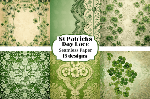 13 Lace St Patrick's Day Backgrounds for Digital Crafts