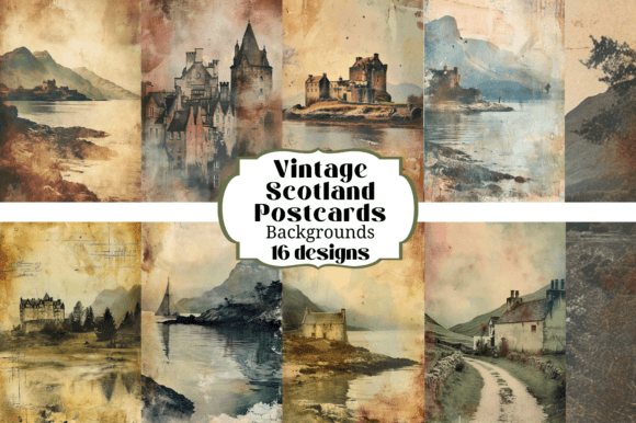 16 Vintage Scotland Postcard Backgrounds: A Creative Toolkit