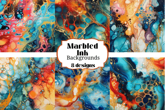 8 Colorful Marbled Ink Backgrounds for Vibrant Projects