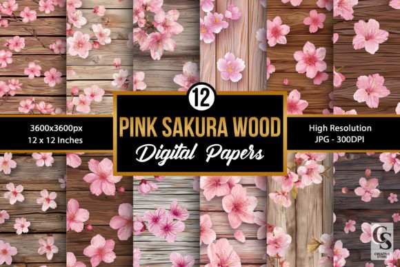 Elevate Your Designs with Pink Sakura Wooden Flowers Backgrounds