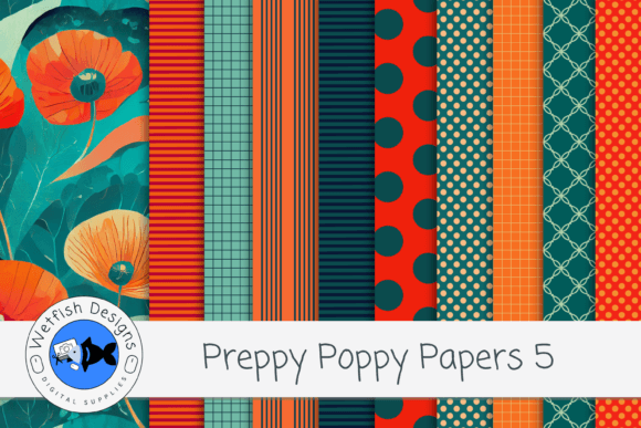 Elevate Your Projects with Preppy Poppy Digital Paper Backgrounds 5