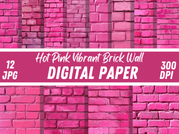 Hot Pink Brick Wall Backgrounds Paper: A Vibrant Digital Asset