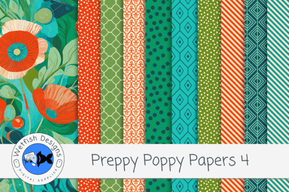 Preppy Poppy Digital Paper Backgrounds 4: Creative Essentials