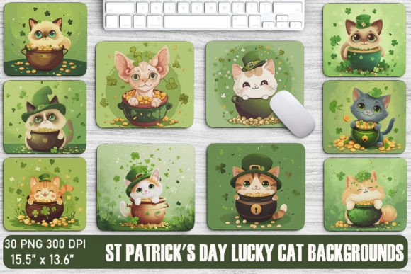 St Patrick's Day Lucky Cat Backgrounds: Festive Digital Assets
