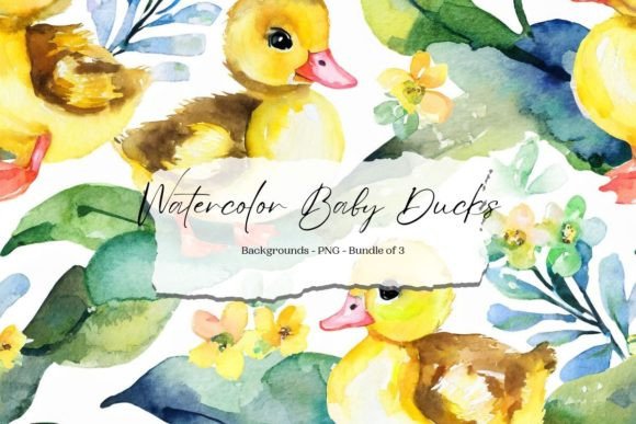 Watercolor Ducks Backgrounds Bundle: Creative Project Ideas