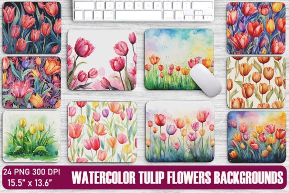 Watercolor Tulip Flowers Backgrounds: Springtime Elegance for Your Projects